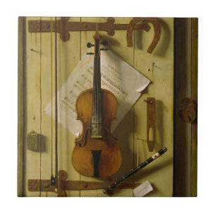 William Michael Harnett Violin Music Still Life Ceramic Tile