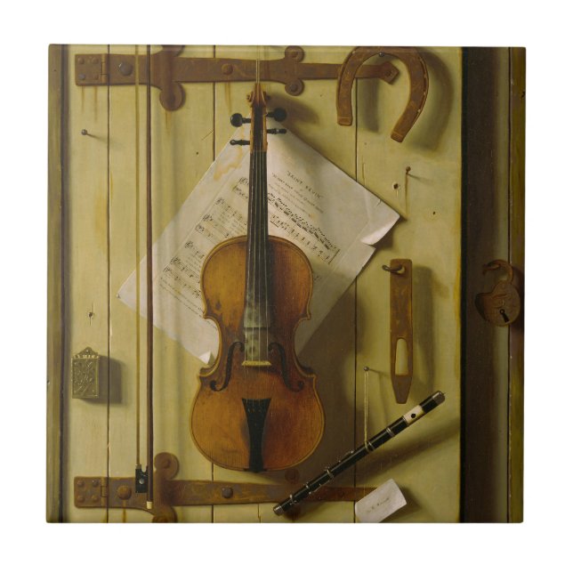 William Michael Harnett Violin Music Still Life Ceramic Tile (Front)