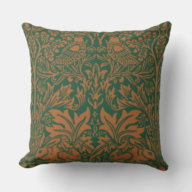 William Morris 1881 Birds, Rabbit Floral Pattern  Cushion (Front)