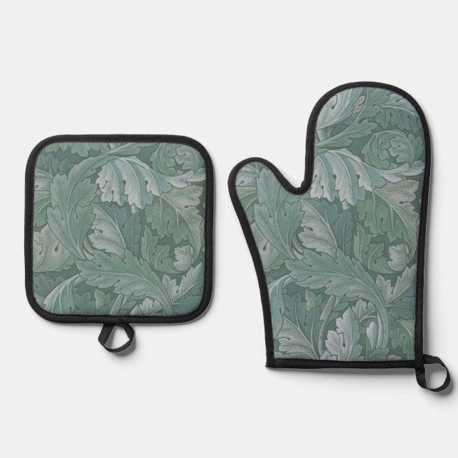 William Morris Acanthus Botanical Harmony Classic Oven Mitt & Pot Holder Set (Front)
