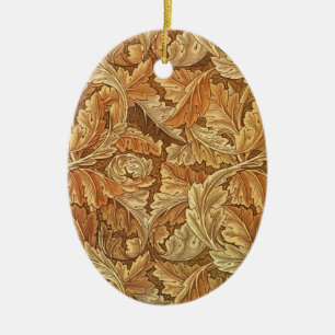 William Morris Acanthus Brown Autumn Leaves Ceramic Ornament