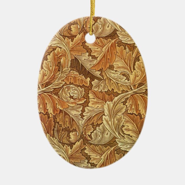 William Morris Acanthus Brown Autumn Leaves Ceramic Ornament (Front)