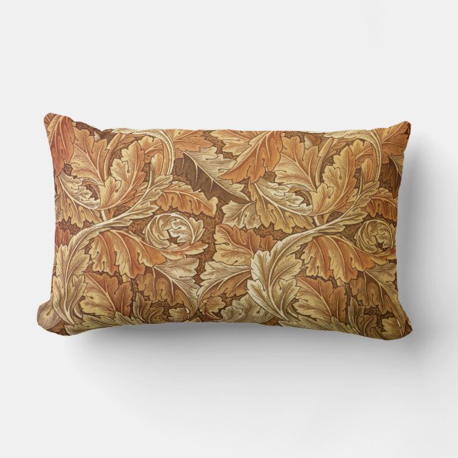 William Morris Acanthus Brown Autumn Leaves Lumbar Cushion (Front)