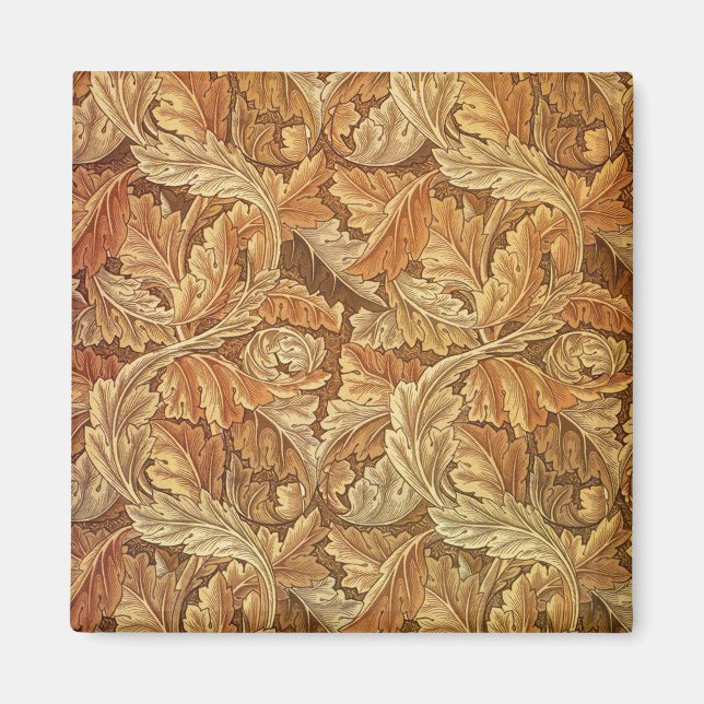 William Morris Acanthus Brown Autumn Leaves Magnet (Front)