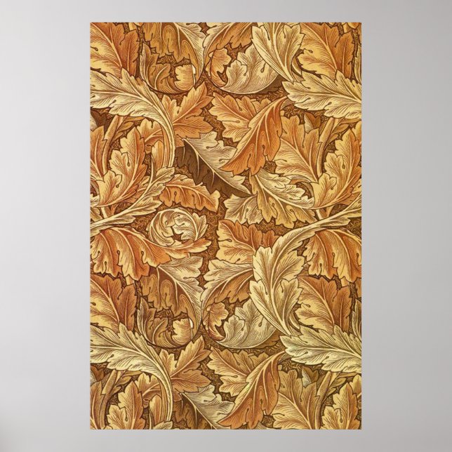 William Morris Acanthus Brown Autumn Leaves Poster (Front)