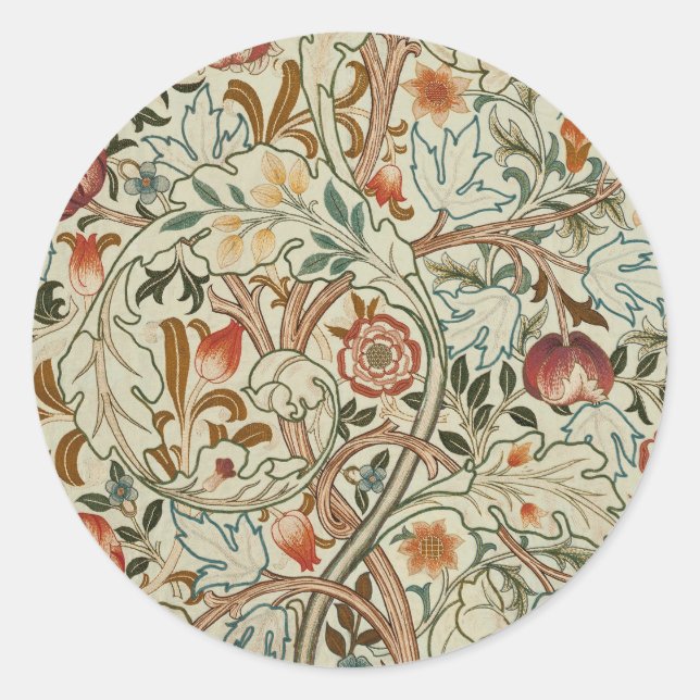 William Morris Acanthus Embroidery Floral Pattern  Classic Round Sticker (Front)