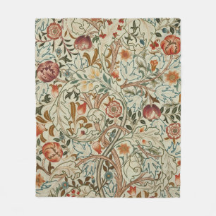 William Morris Acanthus Embroidery Floral Pattern Fleece Blanket