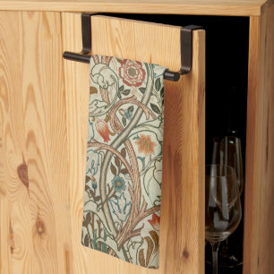 William Morris Acanthus Embroidery Floral Pattern Tea Towel