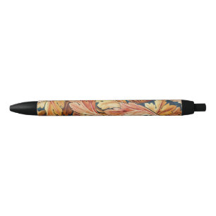 William Morris Acanthus Leaf Autumn Pattern Black Ink Pen