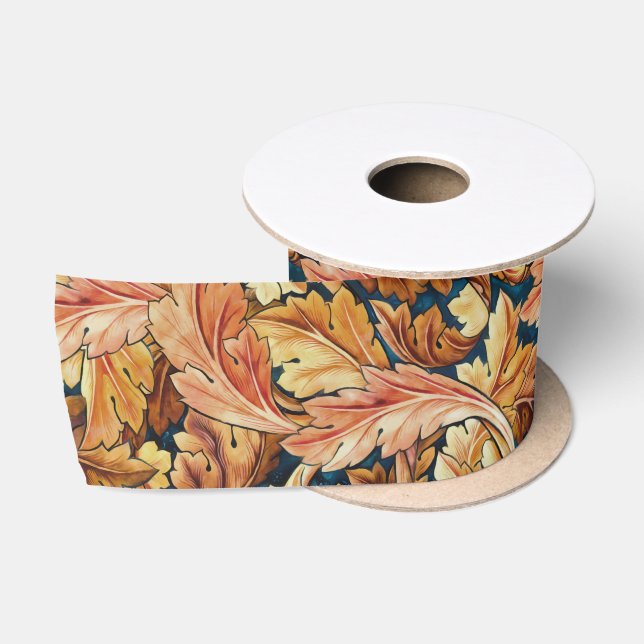 William Morris Acanthus Leaf Autumn Pattern Satin Ribbon (Spool)