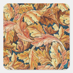 William Morris Acanthus Leaf Autumn Pattern Square Sticker