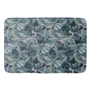 William Morris Acanthus Leaf Blue Vintage Pattern Bath Mat