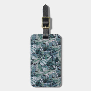 William Morris Acanthus Leaf Blue Vintage Pattern Luggage Tag