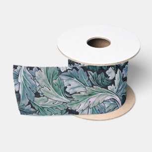 William Morris Acanthus Leaf Blue Vintage Pattern Satin Ribbon