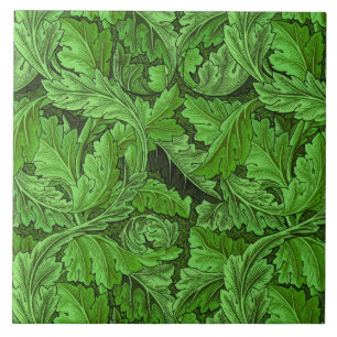 William Morris Acanthus Leaf in Green Ceramic Tile