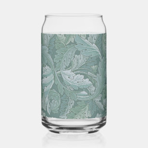 William Morris Acanthus Leaf Teal Blue Pattern Can Glass