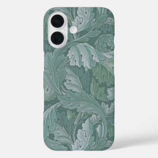 William Morris Acanthus Leaf Teal Blue Pattern iPhone 16 Case