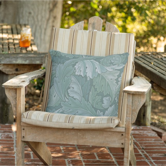William Morris Acanthus Leaf Teal Blue Pattern Cushion (Chair)