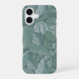 William Morris Acanthus Leaf Teal Blue Pattern iPhone 16 Case
