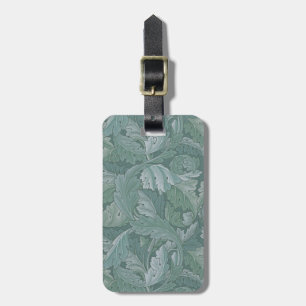 William Morris Acanthus Leaf Teal Blue Pattern Luggage Tag