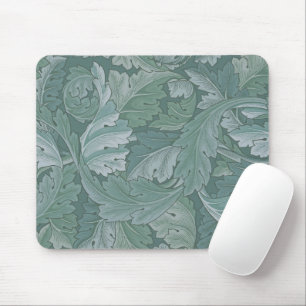William Morris Acanthus Leaf Teal Blue Pattern Mouse Pad