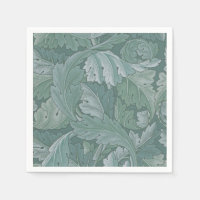 William Morris Acanthus Leaf Teal Blue Pattern