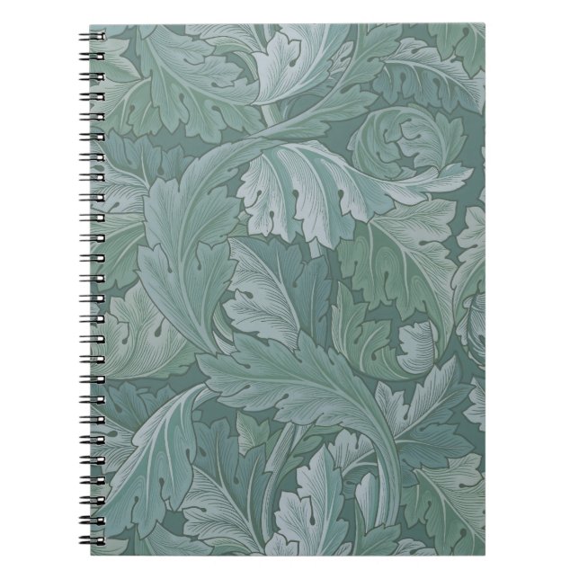 William Morris Acanthus Leaf Teal Blue Pattern Notebook (Front)