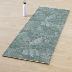 William Morris Acanthus Leaf Teal Blue Pattern Yoga Mat
