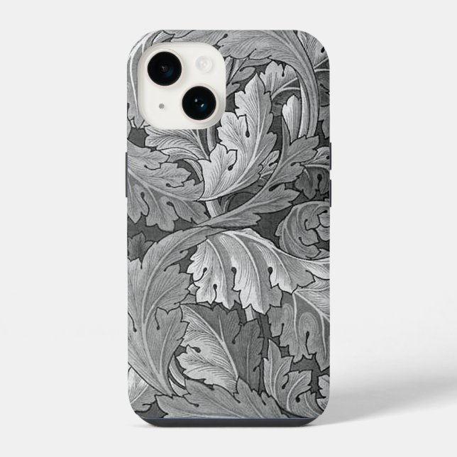 William Morris Acanthus Pattern Silver and Grey iPhone Case (Back)