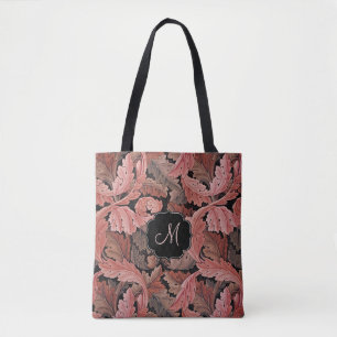 William Morris Acanthus Rose with Monogram Tote Bag
