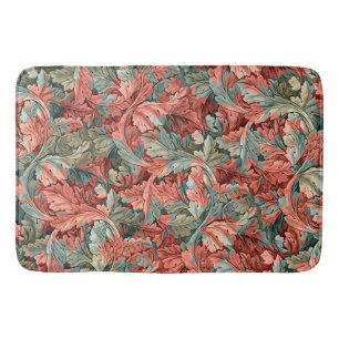 William Morris Acanthus Rust Red Sage Green Bath Mat
