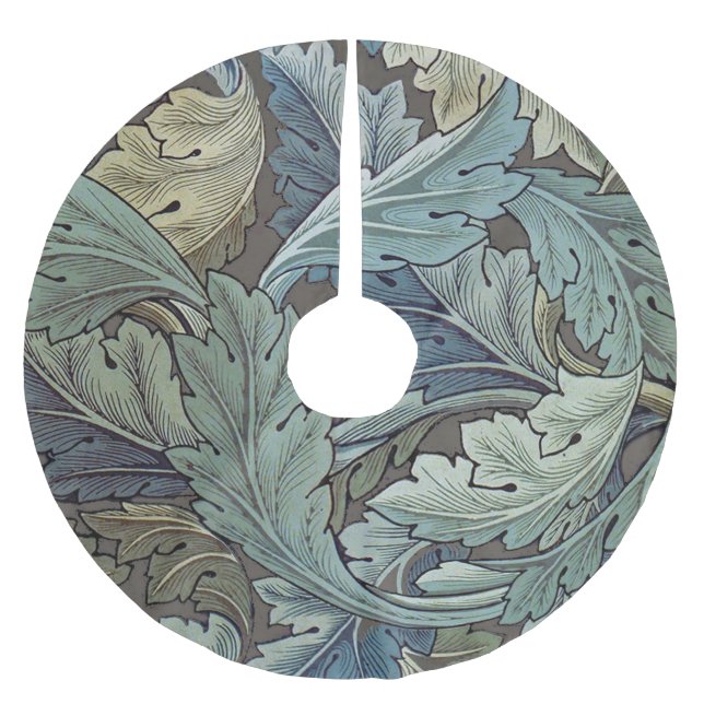 William Morris Acanthus Sage Flower Floral Botanic Brushed Polyester Tree Skirt (Front)