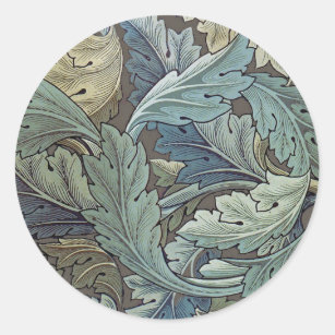 William Morris Acanthus Sage Flower Floral Botanic Classic Round Sticker