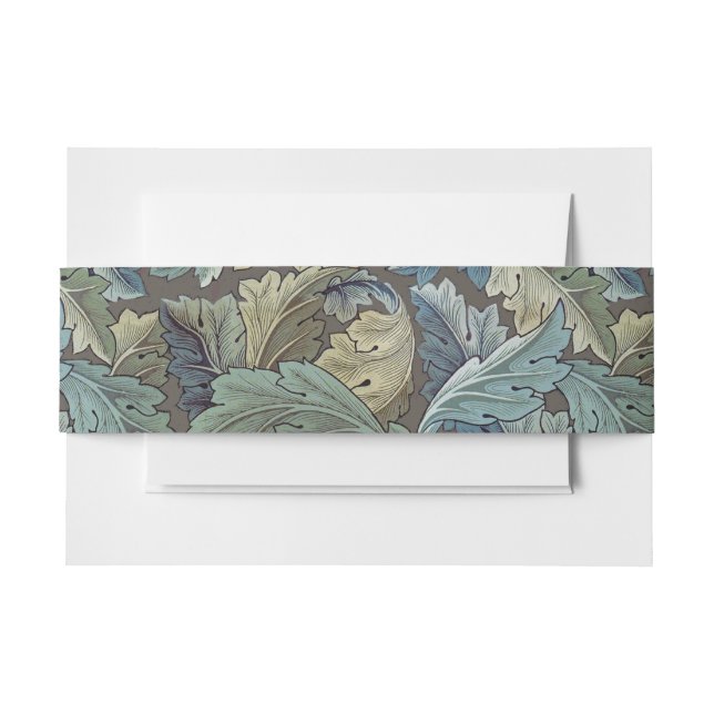 William Morris Acanthus Sage Flower Floral Botanic Invitation Belly Band (Front Example)