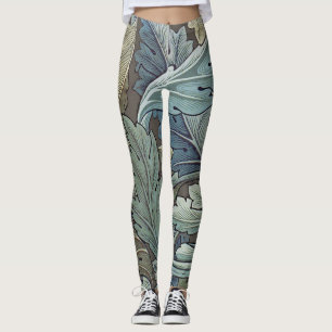 William Morris Acanthus Sage Flower Floral Botanic Leggings