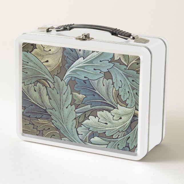 William Morris Acanthus Sage Flower Floral Botanic Metal Lunch Box (Front)