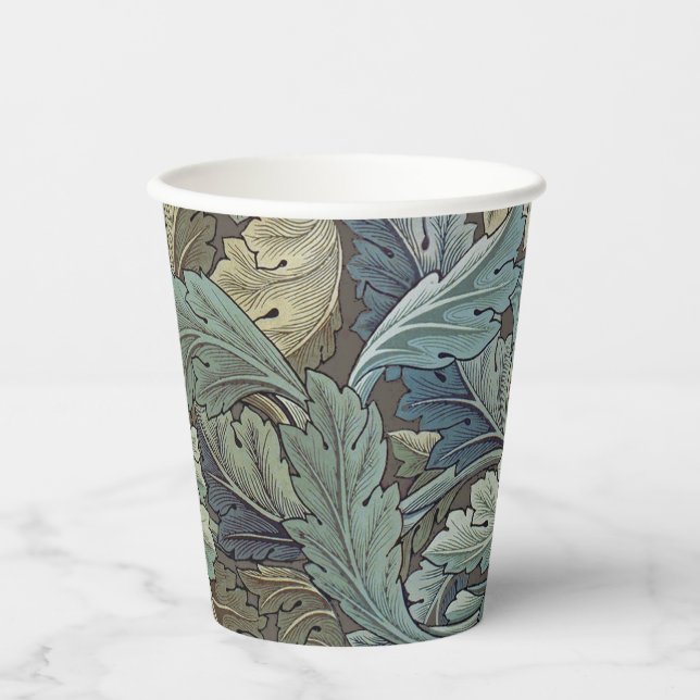 William Morris Acanthus Sage Flower Floral Botanic Paper Cups (Front)