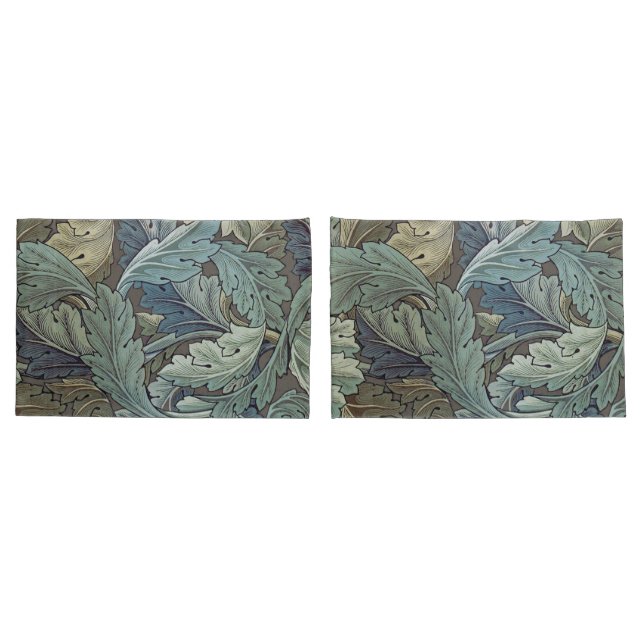 William Morris Acanthus Sage Flower Floral Botanic Pillowcase (Back-Set)