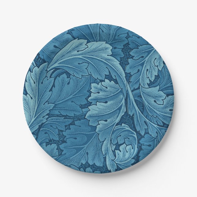 William Morris Acanthus Vintage Blue Paper Plate (Front)