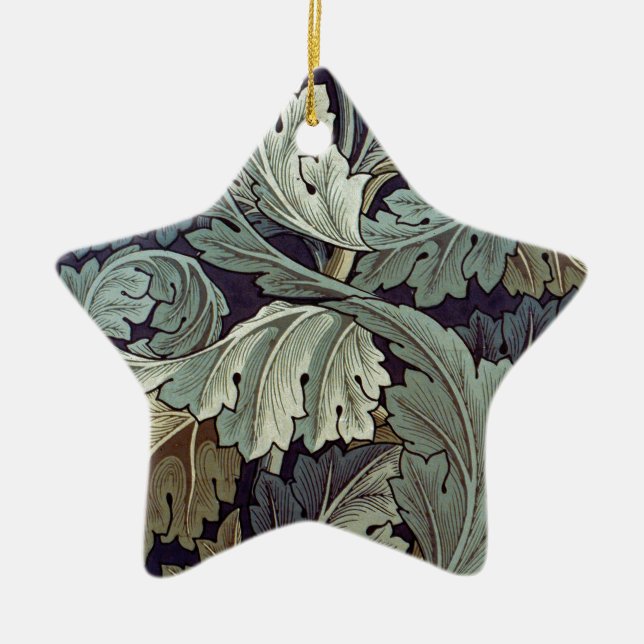 William Morris Acanthus Wallpaper Leaves Ceramic Ornament (Front)