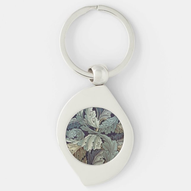 William Morris Acanthus Wallpaper Leaves Key Ring (Front)
