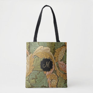 William Morris Acanthus with Monogram Tote Bag