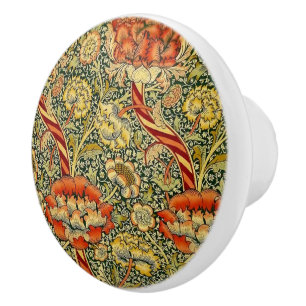 William * Morris  African Marigold Flowers Ceramic Knob