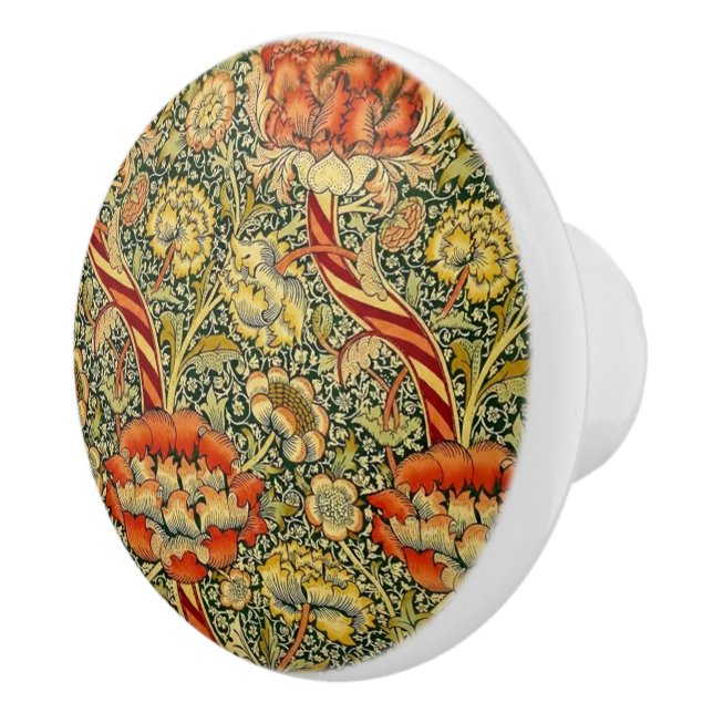William * Morris  African Marigold Flowers Ceramic Knob (Right)
