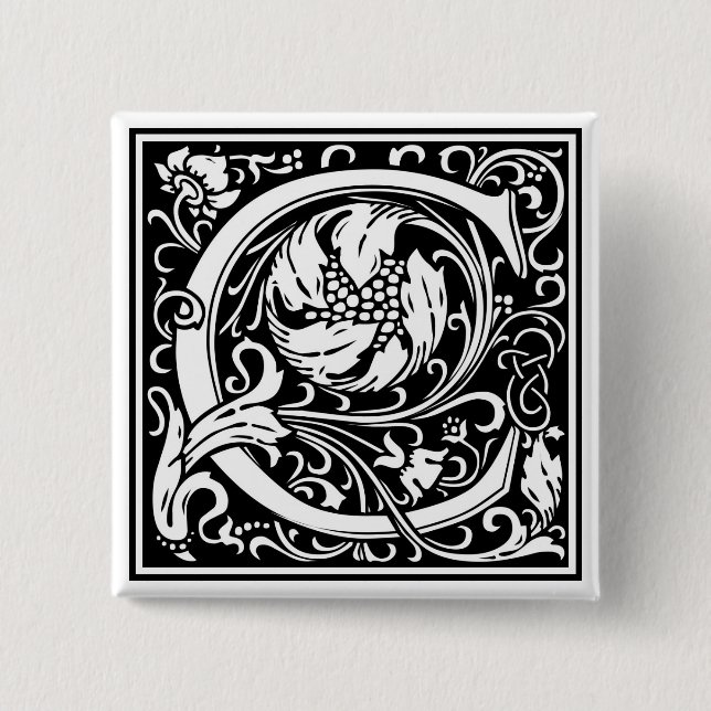 William Morris Alphabet “C” 15 Cm Square Badge (Front)