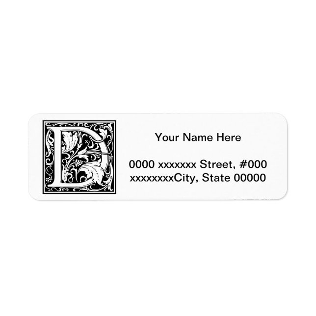 William Morris Alphabet “D” Return Address Label (Front)