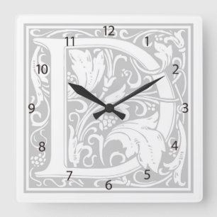 William Morris Alphabet “D” Square Wall Clock