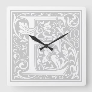 William Morris Alphabet “E” Square Wall Clock