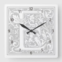 William Morris Alphabet “E” Square Wall Clock