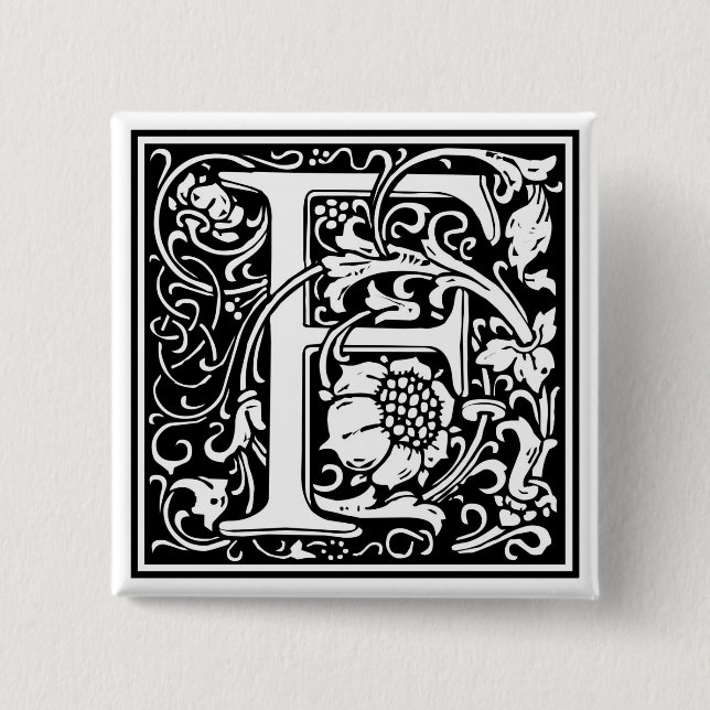 William Morris Alphabet “F” 15 Cm Square Badge (Front)